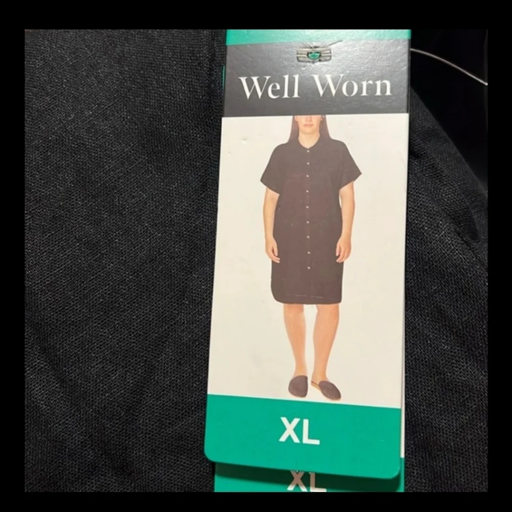 NWT‎ well worn button down shirt black linen dress with pockets
